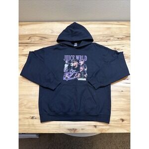 Juice World Black Rap Hoodie Men's Large L Graphic Printed